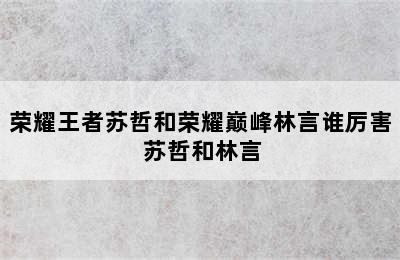 荣耀王者苏哲和荣耀巅峰林言谁厉害 苏哲和林言